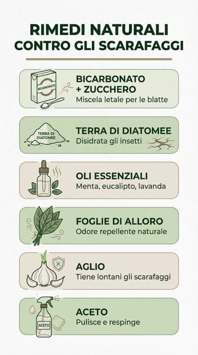 infografica rimedi naturali per eliminare le blatte